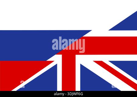 Très grande taille moitié Royaume-uni moitié drapeau russie Banque D'Images