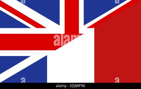 Très grande taille moitié Royaume-uni moitié france drapeau Banque D'Images