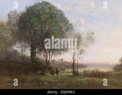 Castel Gandolfo, bergers tyroliens dansants du lac Albano, Jean-Baptiste-Camille Corot, 1855-1860 Banque D'Images