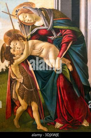 La Vierge et l'enfant avec l'enfant Saint Jean Baptiste, Sandro Botticelli, années 1480 Banque D'Images