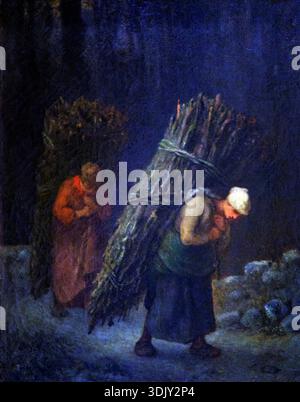 Russie, Saint-Pétersbourg, Musée d'État de l'Ermitage, paysanne portant du bois de chauffage, par Jean-François Millet, 1852-1853 Banque D'Images