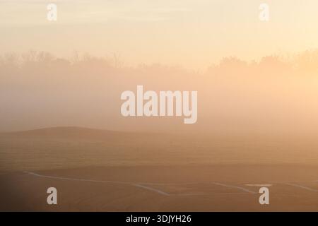 Brouillard au-dessus du terrain de baseball Banque D'Images
