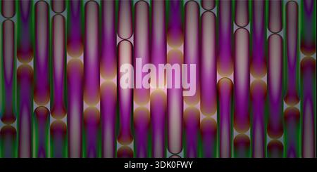 Design géométrique futuriste avec matériau translucide et effets de néon vibrants. Technologie numérique moderne avec des surfaces cristallines lisses et Illustration de Vecteur