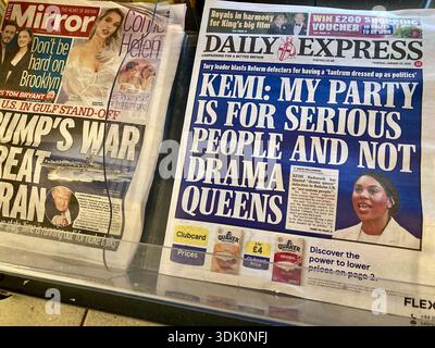 Un journal britannique rapporte que le chef conservateur dénonce les transfuges réformistes, car le parti conservateur est pour les gens sérieux et non pour Drama Queens Banque D'Images