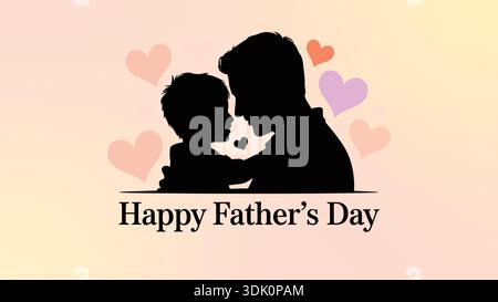 Silhouette d'un père avec sa fille, avec le texte Happy Pères's Day, Happy Pères Day, vecteur Illustration de Vecteur