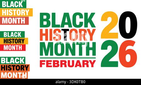 Black History Month 2026 février conception d'affiche typographique Illustration de Vecteur