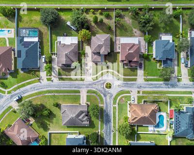 Vue aérienne d'un beau village dans le centre de la Floride, États-Unis Banque D'Images