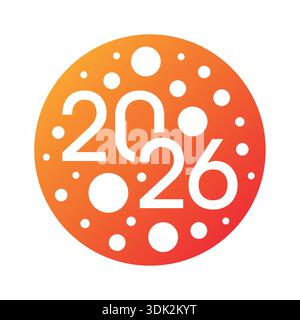 logo 2026 dans un cercle orange. 2026 concept. logo 2026 pour calendrier, agenda, éducation, entreprise. Illustration de Vecteur