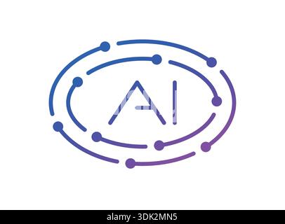 Logo AI en ellipse. Concept IA. Illustration de Vecteur