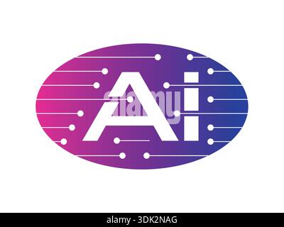 Logo AI en ellipse. Concept d'intelligence artificielle électronique. Concept AI pour les entreprises, le monde de l'éducation Illustration de Vecteur