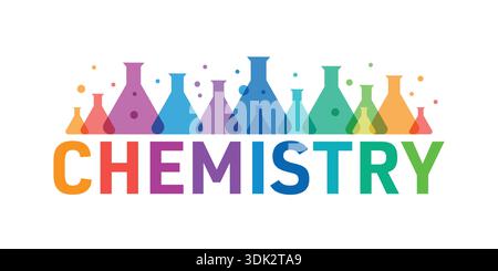 mot chimique coloré et tubes à essai colorés. concept de chimie. Illustration de Vecteur