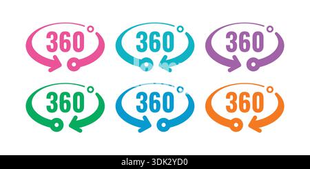 logo coloré de rotation à 360 degrés. signe de flèche de perspective et 360 degrés Illustration de Vecteur