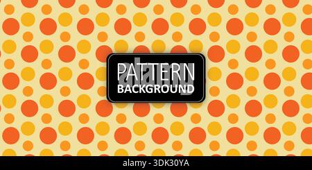 Motif à pois orange et jaune avec étiquette de texte centrale Illustration de Vecteur