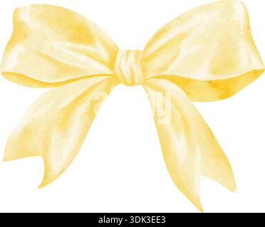 Un joli noeud en satin d'or à l'aquarelle dessiné à la main, vecteur Illustration de Vecteur