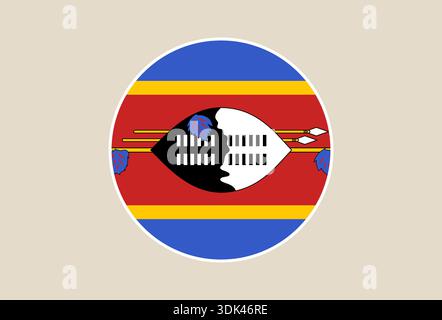 Icône de cercle de drapeau national Eswatini représentant fièrement l'identité du pays africain, un emblème patriotique Design.. Illustration de Vecteur