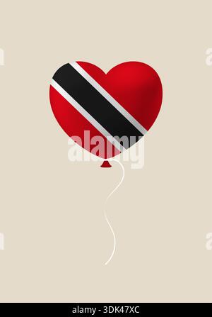 Vibrant drapeau de Trinité-et-Tobago conçu comme un ballon de coeur, symbolisant l'amour national, le patriotisme et la fierté festive. Illustration de Vecteur