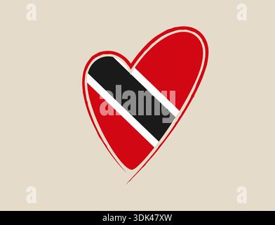 Vibrant Trinité-et-Tobago drapeau forme de coeur exprimant l'amour et la fierté patriotique pour la nation des Caraïbes. Illustration de Vecteur