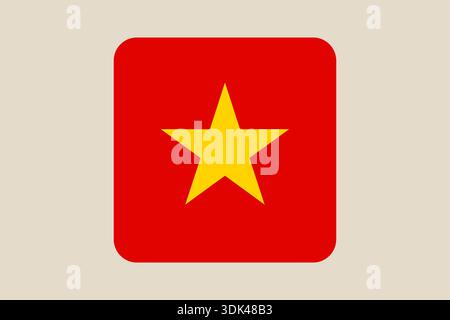Icône de drapeau vietnamien symbolisant l'identité nationale et le patriotisme comme un élément graphique carré arrondi moderne. Illustration de Vecteur