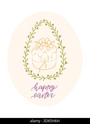 Joyeuses Pâques dessinées à la main citation de vacances Illustration de Vecteur