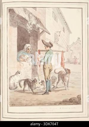 Nourrir les chats à Rome, feuille de 'Une collection de robes par David Allan principalement de la nature', 1776. Banque D'Images