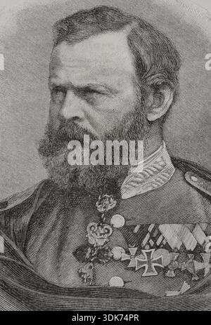 Luitpold de Bavière, (1821-1912), prince régent de Bavière de 1886 à 1912 (1891). Extrait de "Historia de la Guerra Franco-Alemana de 1870-1871", publié à Barcelone, 1891. Banque D'Images