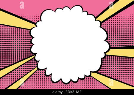 Concept abstrait de style comique pop art. Fond rétro coloré de mise en page à pois. Motif demi-teinte moderne de dessin animé. Conception vierge pour affiche, carte Illustration de Vecteur