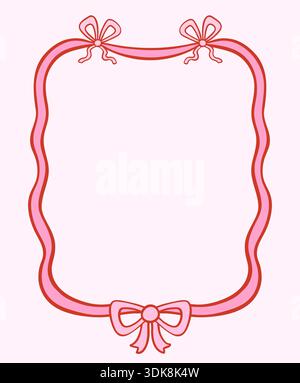 Joli cadre d'arc de ruban vecteur rose, bordure romantique de coquette pour mariage, Saint-Valentin et invitations de Noël Illustration de Vecteur