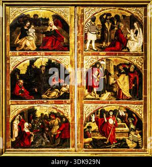 Diptyque d'autel ailé avec des scènes de la vie d'Eligius, Pere Nunyes, 1526, Musée Czartoryski, 1796, le plus ancien musée de Pologne, Cracovie, Pologne Banque D'Images