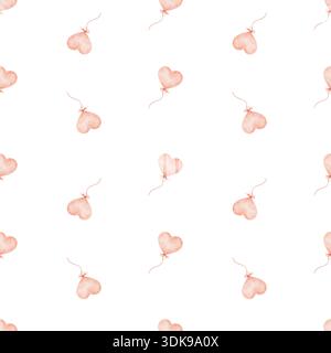 Ballons à air en forme de coeur rose. Motif aquarelle dessiné à la main. Illustration enfantine, isolée de l'arrière-plan pour les conceptions de bébé, vêtements imprime le tissu Banque D'Images