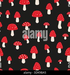 Motif de conception de tissu sans couture de champignons mignons. Illustration vectorielle Illustration de Vecteur