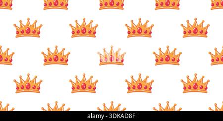 Motif de couronne dessiné à la main sans couture. Fond de vecteur de dessin animé royal mignon Illustration de Vecteur