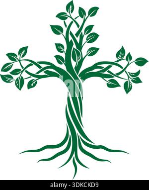 Christian Cross Tree of Life icône illustration Illustration de Vecteur