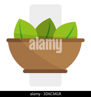 Icône de bol à salade. Vecteur feuille verte. Symbole de légumes sains. Conception d'aliments frais. SPE 10. Illustration de Vecteur