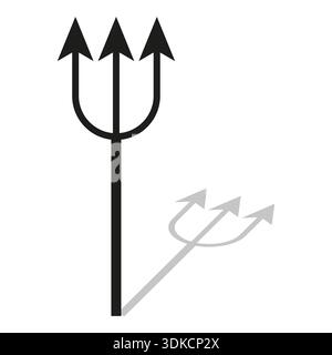 Icône de lance Trident. Symbole de triple fourche. Arme vectorielle pointue. Ancien signe de puissance. SPE 10. Illustration de Vecteur