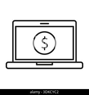 Finance pour moniteur d'ordinateur portable. Vecteur d'argent en ligne. Achat e-commerce. Symbole de paiement numérique. Illustration de Vecteur