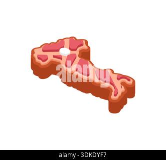 Steak de bœuf en forme de carte géographique de l'Italie. Concept de nourriture créative pour la cuisine italienne, le régime méditerranéen et la qualité de la viande nationale. Isolat Illustration de Vecteur