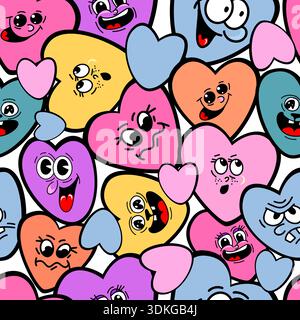 fond drôle sans couture avec des coeurs. Dessiné à la main. Pas ai, illustration vectorielle. Illustration de Vecteur
