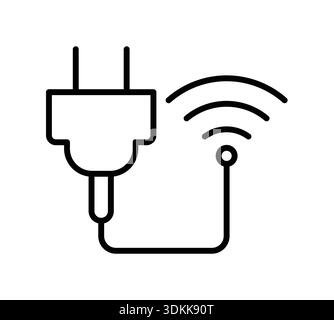 Cette icône présente une prise électrique moderne transmettant un signal sans fil, représentant la connectivité et l'innovation technologique en énergie et en commun Illustration de Vecteur