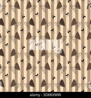 Modèle sans couture avec des papillons dessinés à la main Illustration de Vecteur