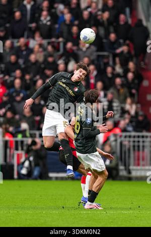 Eindhoven, pays-Bas. 1er février 2026. Eindhoven - Jordan Bos de Feyenoord lors de la vingt et unième manche de compétition de la saison Eredivisie 2025/2026. Le match se déroule entre le PSV Eindhoven et le Feyenoord Rotterdam au Philips stadion le 1er février 2026 à Eindhoven, aux pays-Bas. Crédit : Box to Box Pictures/Alamy Live News Banque D'Images