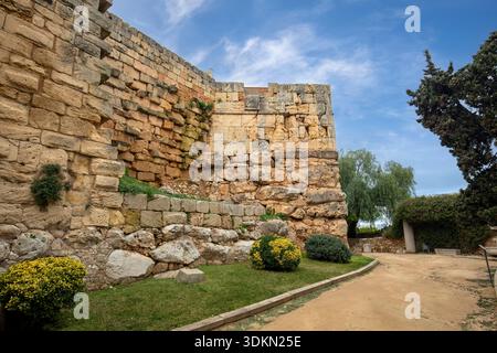 Détail de la muraille romaine de Tarragone, Catalogne, Espagne, ville classée au patrimoine mondial de l'UNESCO Banque D'Images
