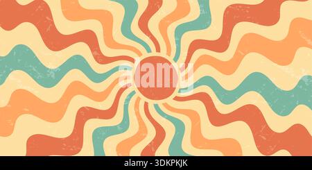 Fond de grunge rétro Groovy Sun Burst Illustration de Vecteur