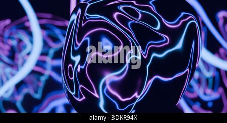 Rendu 3d orbe fluide néon Banque D'Images