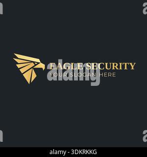 Premium Luxury Golden Eagle Security logo Design pour la cybersécurité, la protection privée, la surveillance, la défense et la finance de la sécurité d'entreprise, cabinet d'avocats Illustration de Vecteur