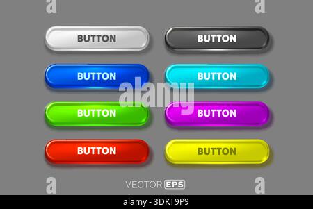 Un ensemble vibrant de boutons 3D brillants, parfait pour les interfaces de site Web et la conception d'applications. Illustration vectorielle Illustration de Vecteur