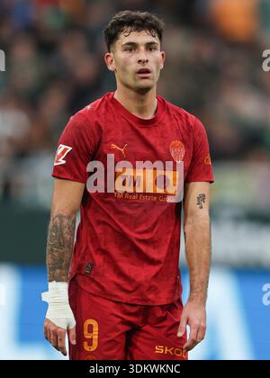 Sevilla, Espagne. 1er février 2026. Hugo Duro de Valence lors du match la Liga EA Sports entre le Real Betis et le Valencia CF a joué au stade la Cartuja le 1er février 2026 à Séville, en Espagne. (Photo de Antonio Pozo/PRESSIN) crédit : Presinphoto SPORT AGENCY/Alamy Live News Banque D'Images