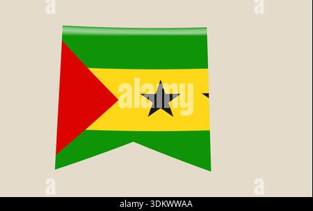 Drapeau de São Tomé et Príncipe accroché comme une bannière fanion brillante, une illustration vectorielle 3D isolée pour des motifs patriotiques. Illustration de Vecteur