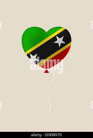 Saint-Kitts-et-Nevis drapeau coeur ballon illustration vectorielle symbolisant l'amour pour le pays lors d'une fête nationale patriotique .. Illustration de Vecteur