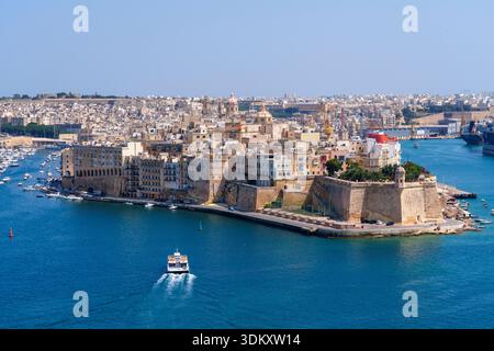SENGLEA , l'une des trois villes, Grand Harbour View vu de la Valette capitale de Malte Senglea, la Valette, Malte, Europe Banque D'Images