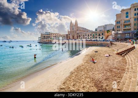 Saint Julian Bay capitale de Malte Valette, Malte, Europe Banque D'Images